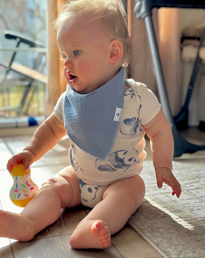 DiaperSquad's 100% Organic Cotton Baby Drool Bibs, Super Absorbent & Adjustable Baby Bibs for Drooling and Teething