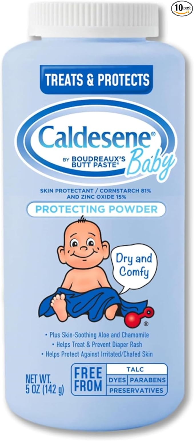 Caldesene Baby Cornstarch Powder with Zinc Oxide, 5 oz, 10-Pack