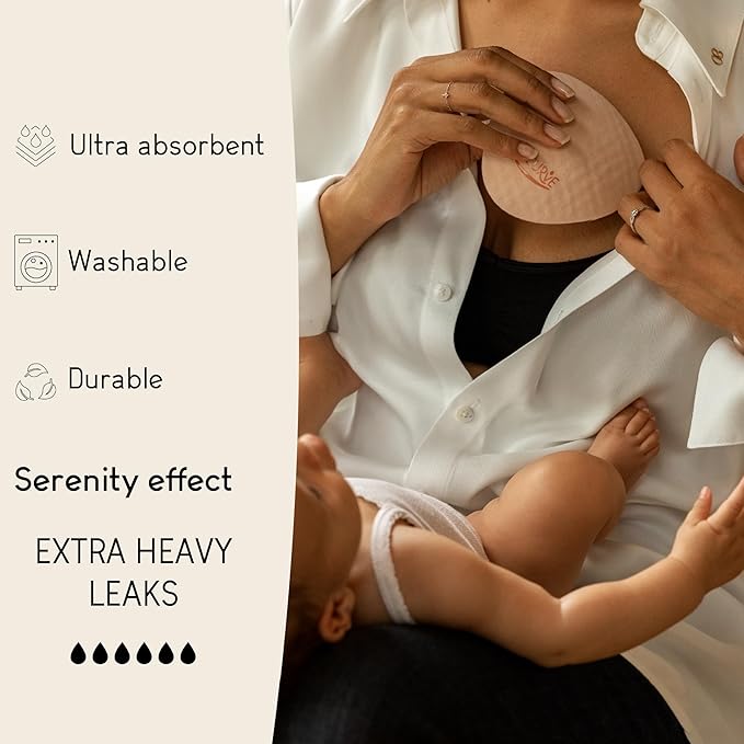 Essential Night - 2 Nursing Pads - Ultra Absorbent - Reusable & Washable Breast Pads - Extra Heavy Leaks - Stay Dry All Night, Eco-Friendly. Say Goodbye to Disposable Pads
