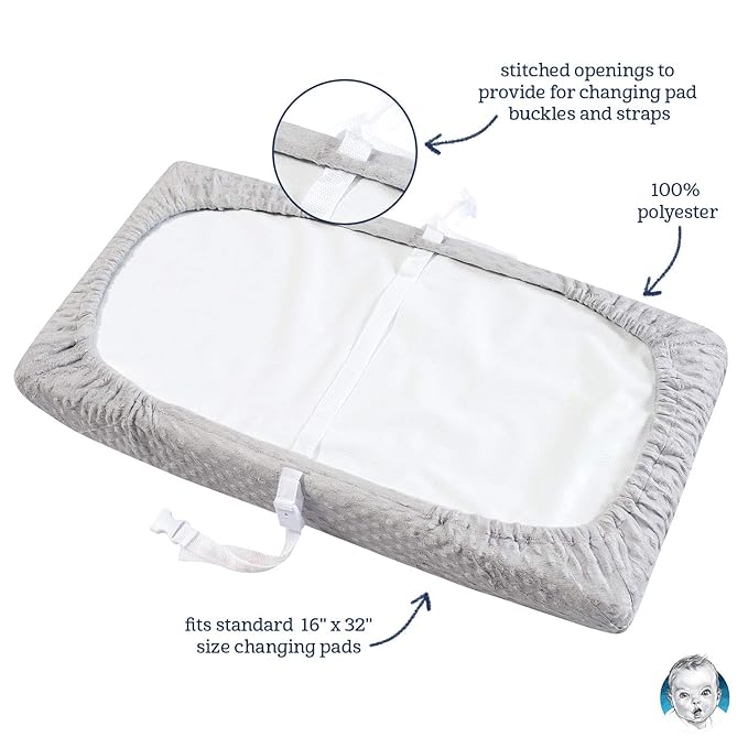 Gerber Baby Boys Girls Neutral Newborn Infant Baby Toddler Nursery Changing Pad Cover, Dotted Gray, 16" x 32"