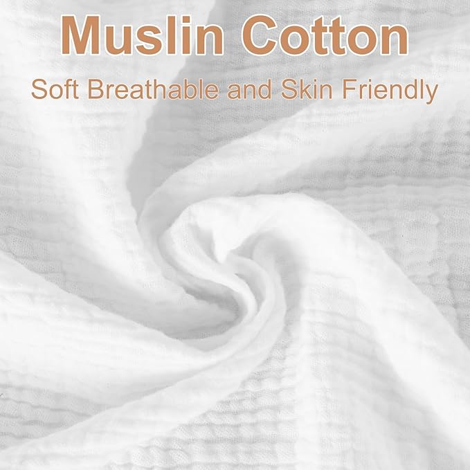 2 Pack White Muslin Mini Crib Sheets for Girl and Boy- Neutral Breathable Mini Crib Mattress Sheets Fitted for 24"x 38" -Nursery Décor Soft No Slip Crib Bed Sheets