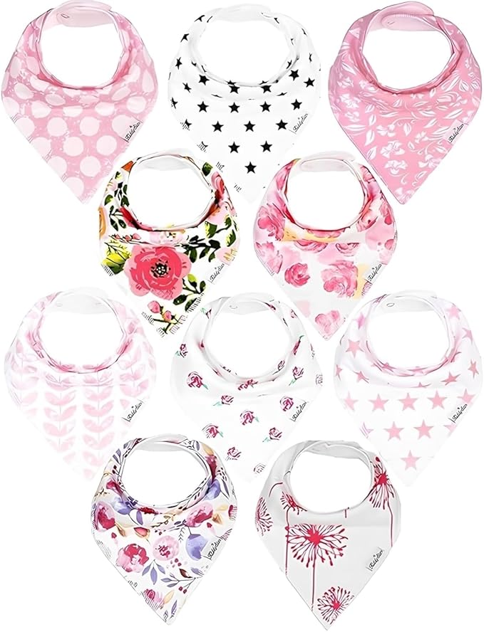 KiddyStar Drool Bibs for Babies – Organic, Unisex, Soft Absorbent Teething Bibs with Adjustable Snaps