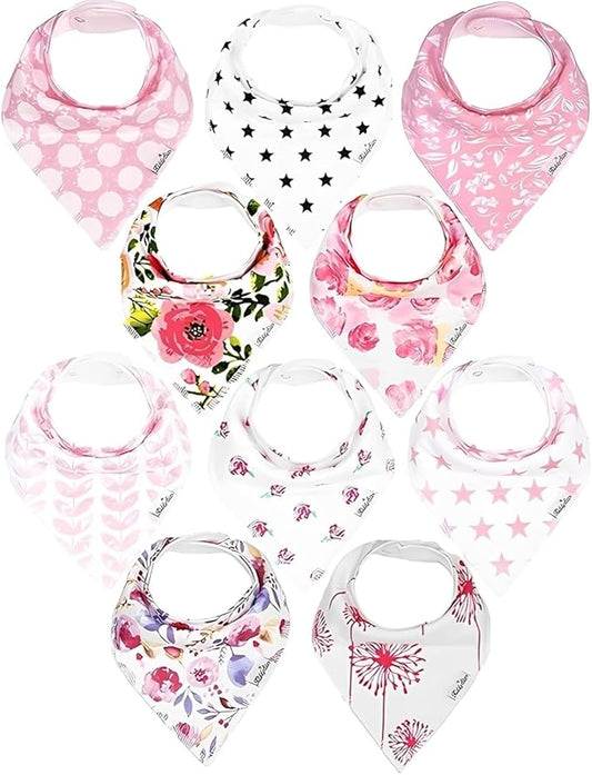 KiddyStar Drool Bibs for Babies – Organic, Unisex, Soft Absorbent Teething Bibs with Adjustable Snaps