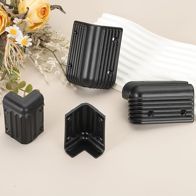 uxcell 4Pcs 3.07" x 1.89" Speaker Corner Protectors, Plastic Right Angle Protector Thickening Speaker for Cabinet Guitar Amplifier Stage Speakers, Black