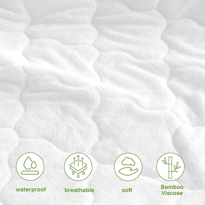 Waterproof Changing Pad Cover 2 Pack, Quilted Viscose Fitted Diaper Chang Table Cover, Soft Changing Pad Sheets for Girls Boys, Ultra Soft & Breathable, White