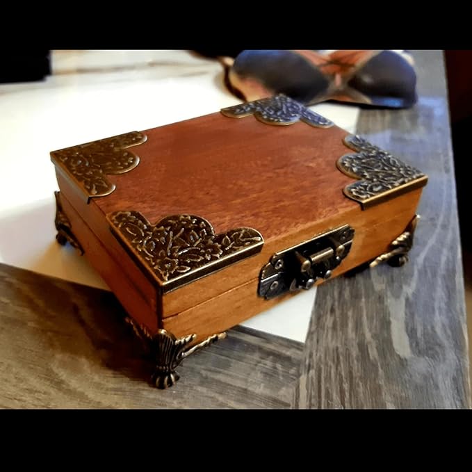 dophee 12Pcs Decorative Corner Protector, Jewelry Box Wooden Box Chest Furniture Guard Edge Cover, Metal Flower Carved No Holes, 1.69"x1.69"x0.2" - Antique Bronze