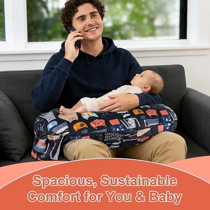 x-vesolje Plus Size Nursing Pillow Wider Support, Breastfeeding Pillow with Adjustable Strap Fit All Body Type, Ergonomic Breast Feeding Pillow, Baby Feeding Pillow for Mom- Max Size/Kitty