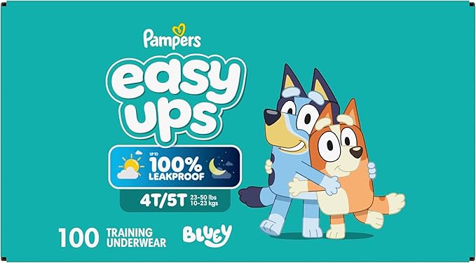 Pampers Training Pants - Easy Ups Boys & Girls Bluey - Size 4T-5T, 100 Count, Children's Potty Underwear (Packaging May Vary)