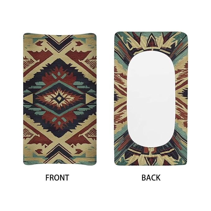 Tribal Diaper Changing Pad Covers Soft & Stretchy Changing Pad Protectors for Baby Boys, One Size, Brown Aztec American Style Change Table Cover