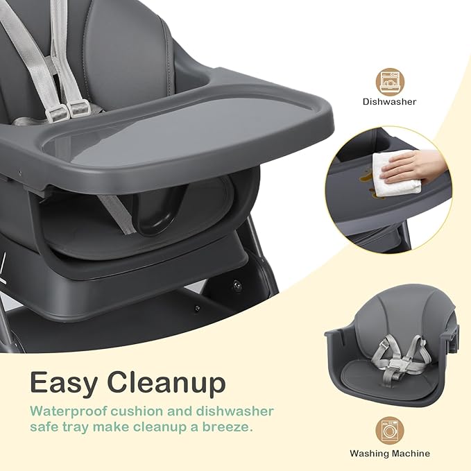6 in 1 Convertible Baby HighChairs & Step Stool, Foldable High Chairs for Babies and Toddlers, Portable Booster Seat for Dining, Folding Toddler Tower for Kitchen