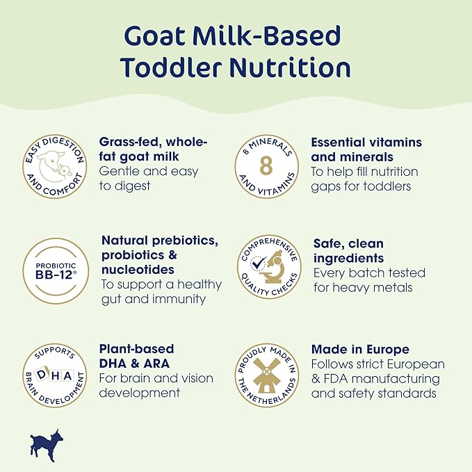 Kabrita Goat Milk-Based Toddler Nutrition Drink, 12–24 Months, Gentle & Easy to Digest, Clean Label Project Certified, Supports Gut Health, Immunity & Brain Development 28oz (Pack of 6)