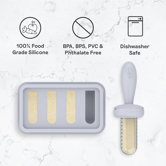 ezpz Ice Tray for the Baby-Led Gumline Feeder (Blush) - 4 Months+ - Silicone Ice Tray for Breast Milk, Formula, or Purees - Four Compartments - Infant Essentials