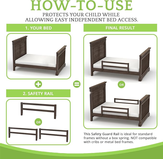 CC KITS Safety Guard Rail for Baby, Kids, and Children - Solid Wood Safety Bed Rail for Toddlers - Easy Installation - Premium Protection for Bunk, Twin, Full, Queen and King Size Beds - (River Rock)