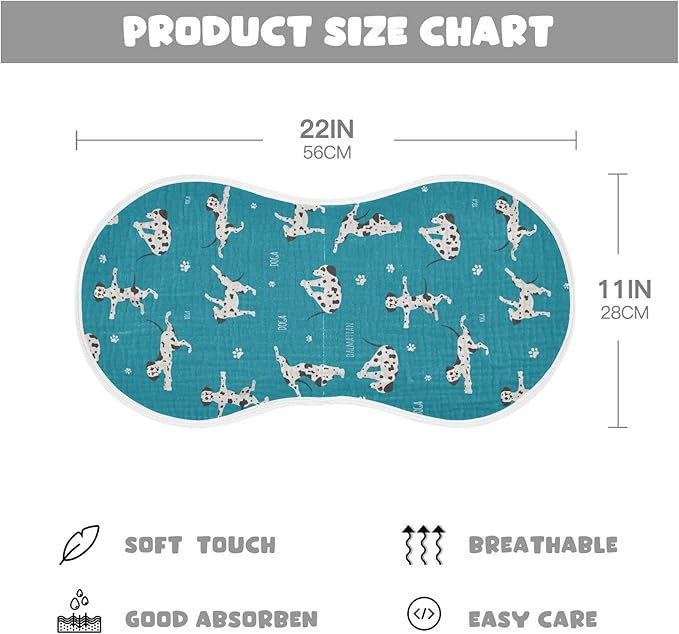 vvfelixl Baby Burp Cloths Dalmatian Yoga Dog Baby Newborn Cotton Burping Cloths Set Baby Washcloths 4 Pack Blue