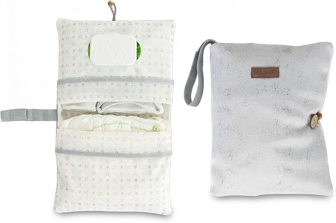 HAMUR Baby Diaper Bag Organizer – Compact & Foldable Stroller Pouch for Newborn Essentials | Travel-Friendly | Fits Boys & Girls (Solid Grey)