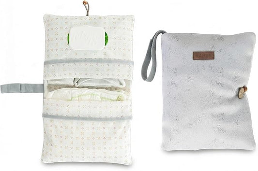 HAMUR Baby Diaper Bag Organizer – Compact & Foldable Stroller Pouch for Newborn Essentials | Travel-Friendly | Fits Boys & Girls (Solid Grey)