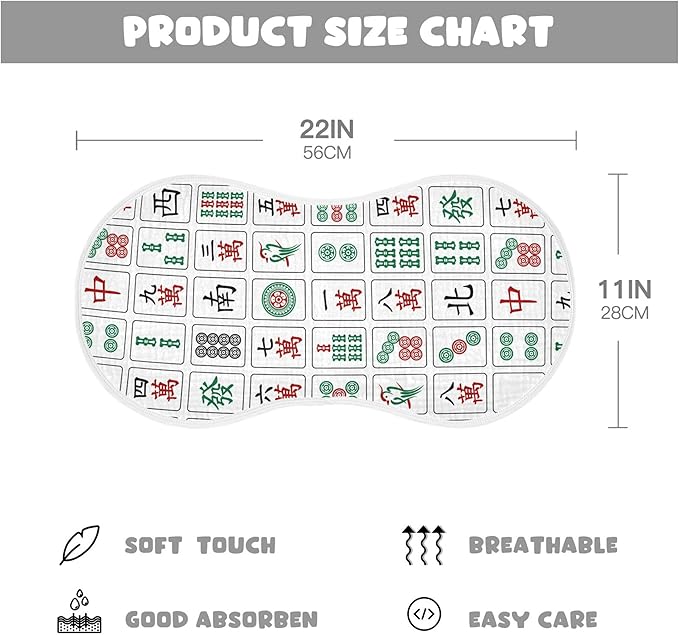 Mahjong Burp Cloths Baby Boys Girls Absorbent Soft Cotton Burping Cloths Rags 1 Pack