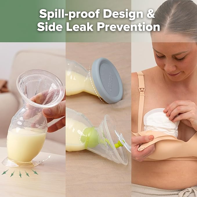 haakaa New Mum Starter Pack, Silicone Manual Breast Pump with Silicone Cap & Flower Stopper (5oz/150ml), Disposable Nursing Pads 36 Count for Breastfeeding