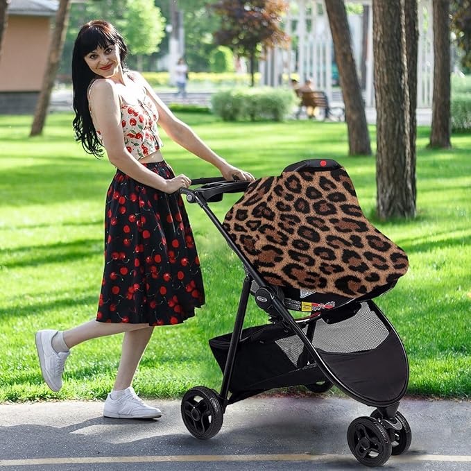 Breastfeeding Nursing Cover Baby Car Seat Canopy Cart Cover Leopard Print Blanket Stroller Poncho Cover