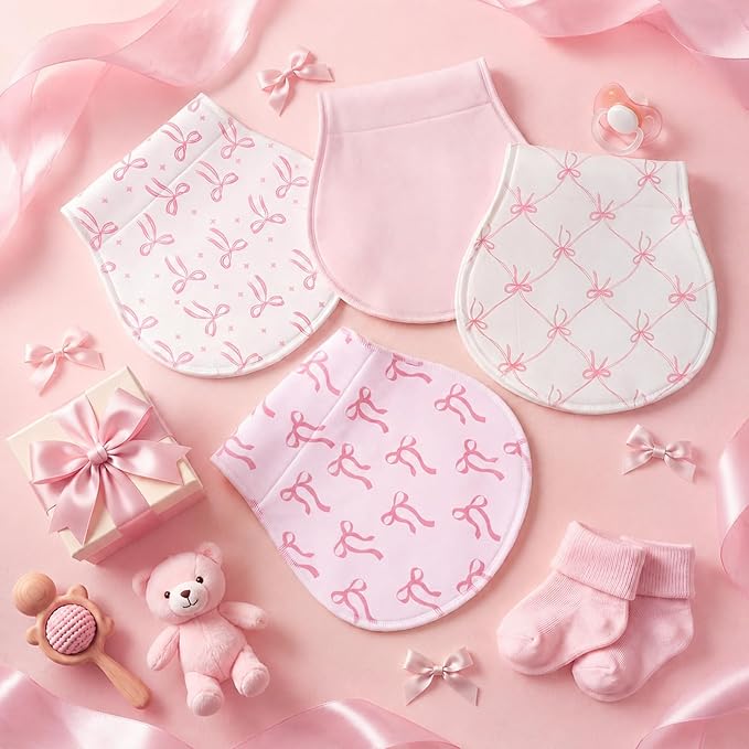 Boao 4 Pcs Mallard Duck Baby Burp Cloths Duck Hunting Soft Plush Newborn Spit up Rags Mallard Burp Cotton Cloths Rag for Boy Girl Newborn Infant Gifts Nursery Decor 20.87 x 9.84 Inches (Bow,Pink)