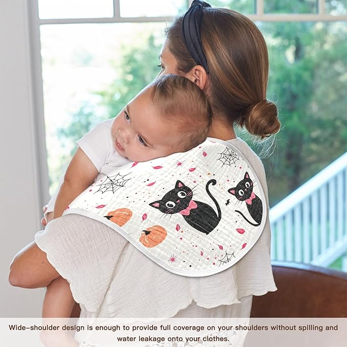 vvfelixl Baby Burp Cloths Girly Halloween Cat Baby Newborn Cotton Burping Cloths Set Babys Washcloths 4 Pack