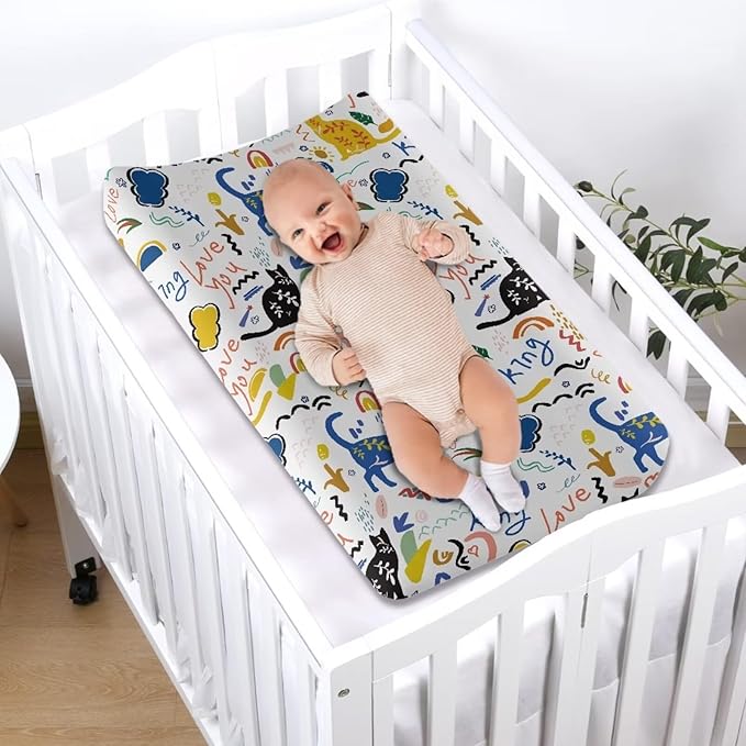 Cat Changing Pad Cover Waterproof Breathable Lightweight Diaper Changing Cover Comfy Sheet Crib Mat for Boys Girls Cozy Changing Table Cover