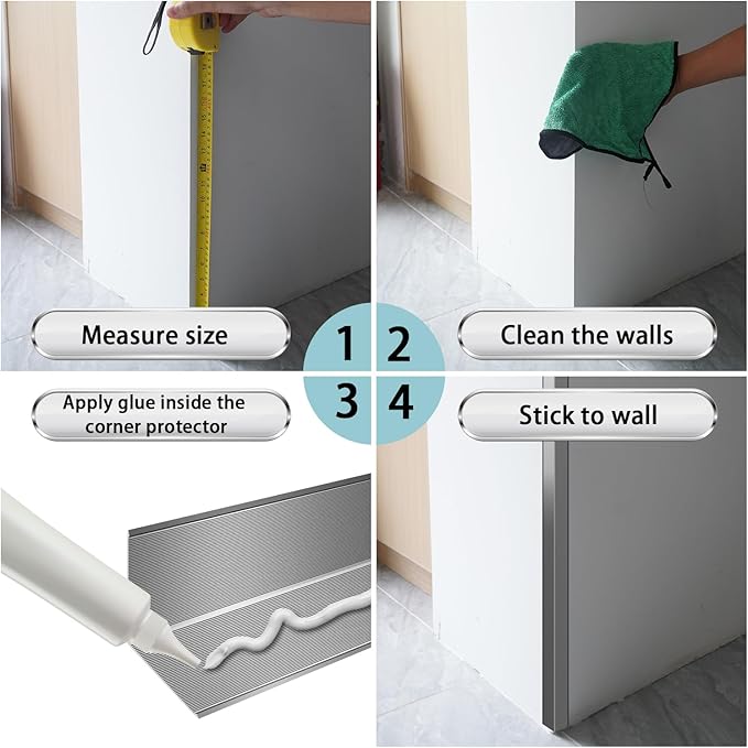 Aluminum Alloy Metal Corner Protector 10PCS Wall Corner Protector 2x2x48 inches Corner Guards Decoration for Walls Silver Color Pack of 10 Corner Guards 19Ga Thickness