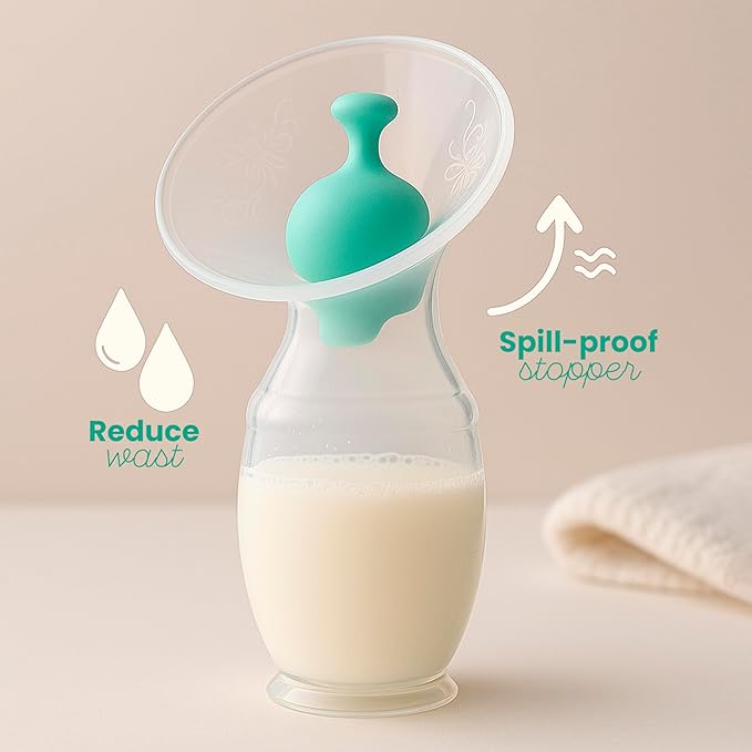 Manual Breast Milk Collector with Suction – Silicone Milk Collector for Breastfeeding – BPA Free – Comfort Fit