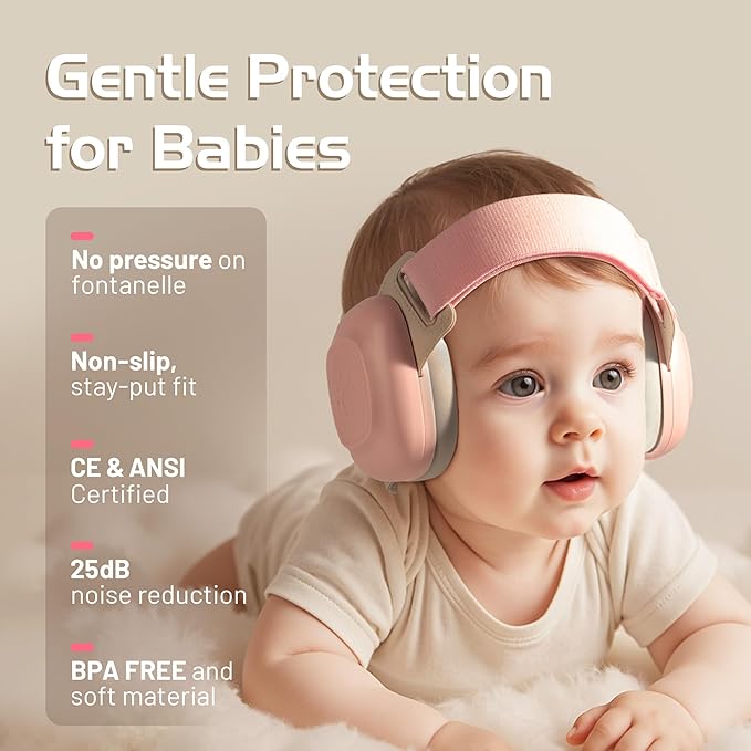 EZARC Baby Ear Muffs for Noise Protection – 25dB Noise Cancelling Headphones for Newborns, Infants & Toddlers (3–48 Months)