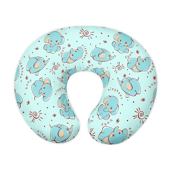 Cute Cartoon Elephant Elastic Nursing Pillow Covers for Breastfeeding＆Bottle Feeding Slipcover Hidden Zipper Design Soft and Skin-Friendly