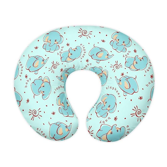 Cute Cartoon Elephant Elastic Nursing Pillow Covers for Breastfeeding＆Bottle Feeding Slipcover Hidden Zipper Design Soft and Skin-Friendly