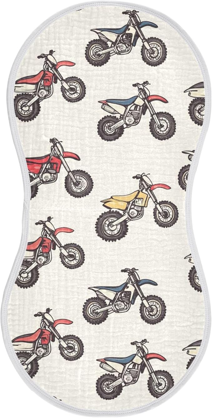 Motocross Dirt Bike Vintage Burp Cloths Baby Boys Girls Absorbent Soft Cotton Burping Cloths Rags 1 Pack