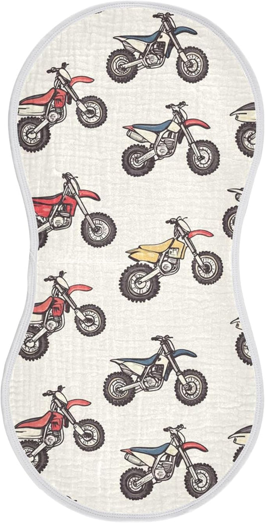 Motocross Dirt Bike Vintage Burp Cloths Baby Boys Girls Absorbent Soft Cotton Burping Cloths Rags 1 Pack