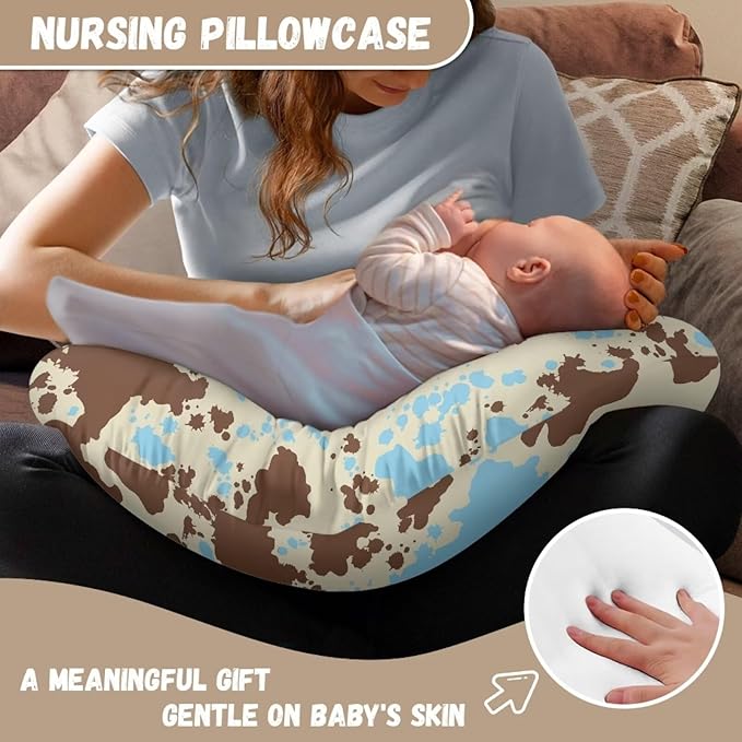 Blue Cow Baby Nursing Pillow Cover for Breastfeeding Moms, Easy to Clean Breathable Neutral Breastfeeding Pillow Cover for Bottle Feeding