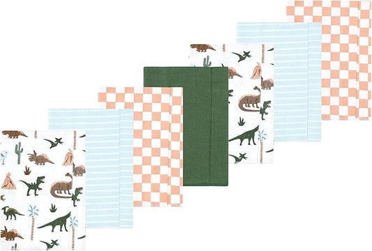Luvable Friends Hudson Baby Flannel Burp Cloths 7pk, Vintage Dino