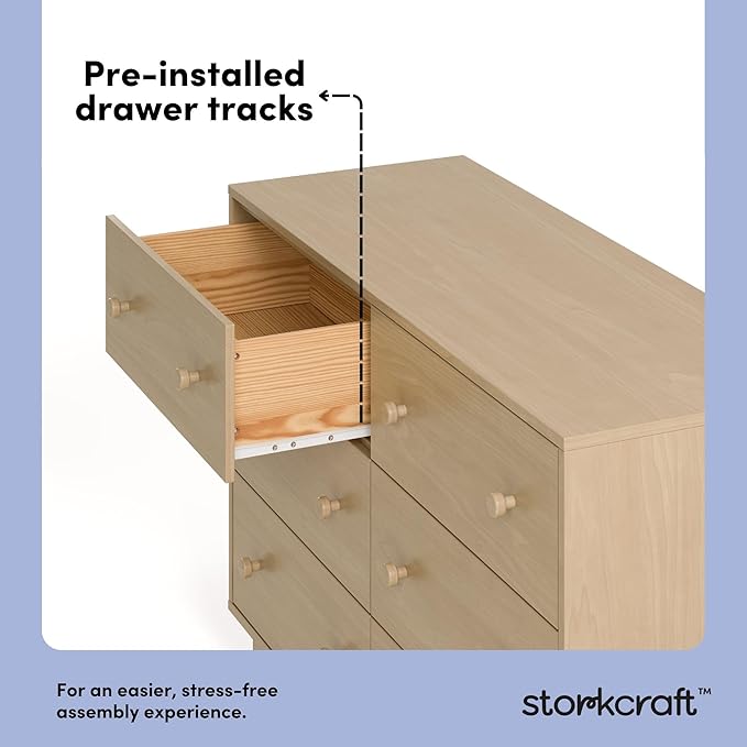 Storkcraft Texas 6 Drawer Dresser (Driftwood) – GREENGUARD Gold Certified Baby Dresser, Interlocking Drawer System for Nursery & Kids’ Bedroom, Brown Chest for Kids Bedroom, Nursery Storage