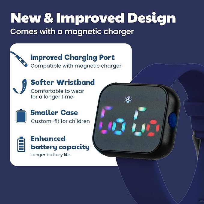 Potty Training Watch for Kids V4 – A Water Resistant Toilet Reminder Device for Boys & Girls to Train Your Toddler with Fun/Musical & Vibration Interval Reminder with Potty Training eBook (Navy)