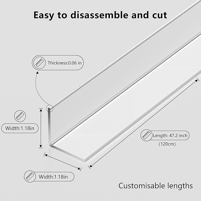 30x30mm Self Adhesive Corner Guard, 4pcs 47.2" Wall Corner Protector Strip, Flexible PVC Edge Trim, Peel and Stick Corner Protection for Furniture, Wall Edges & Table Corners