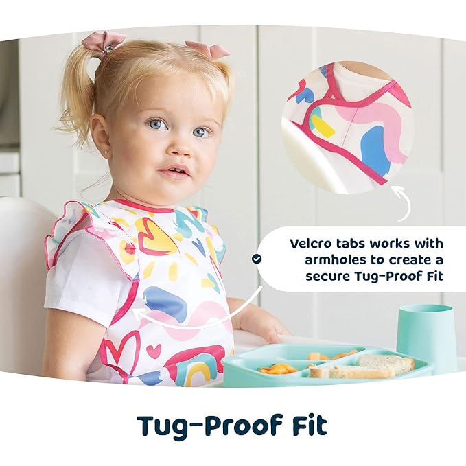 Tiny Twinkle Mess Proof Baby Bib for Boys | Waterproof Toddler Bib for Eating | Baby Apron for Feeding, Machine Washable | Perfect Shower Gift (Green Checkers, 6–24M)