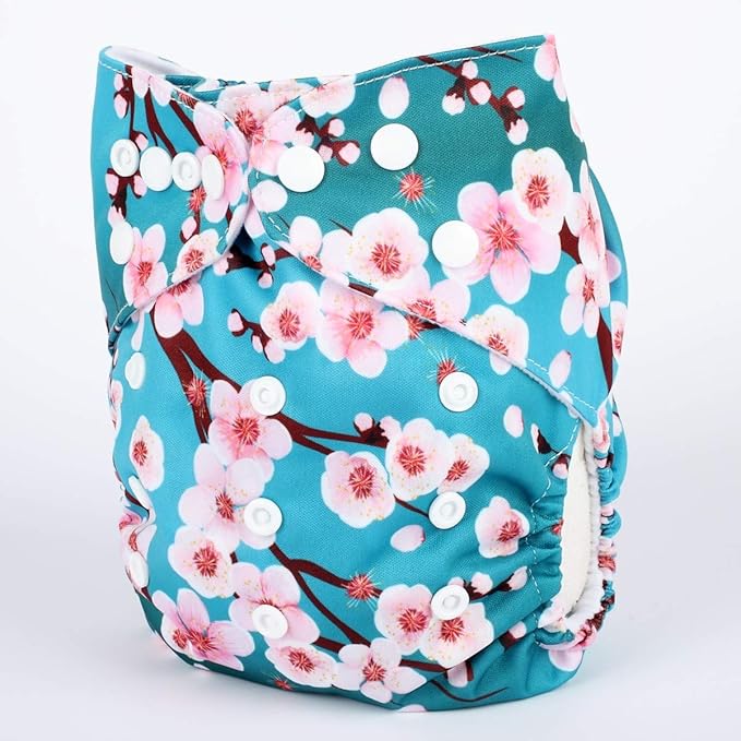 Baby Pocket Diaper Nappy Reusable Washable 8lbs to 36lbs (Blossoms)