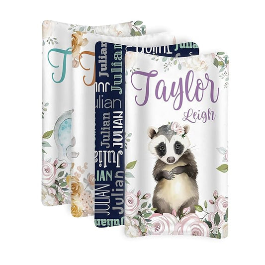 Custom Changing Pad Cover Set - Jersey Knit Comfy CozyUltra Soft Unisex Diaper Changing Table Covers with Personalized Name for Baby Boys Girls - Waterproof Ultra Soft 4 Pcs Set Style01