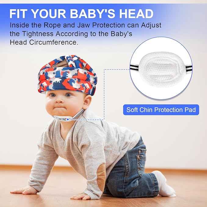 Accmor Baby Head Protector, Soft Baby Helmet for Crawling Walking, Breathable No Bumps and Soft Cushion, Lightweight Infant Safety Headguard Cap with Adjustable Buckle for Boys Girls Learning to Walk
