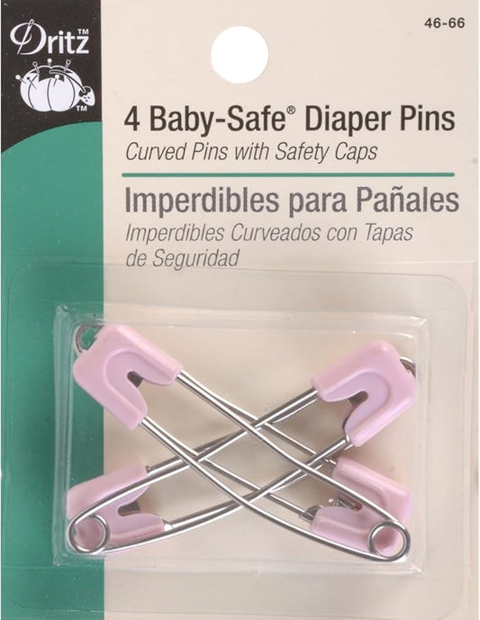 Dritz Pastel Baby-Safe Diaper Pins, 4 Count, Assorted Colors