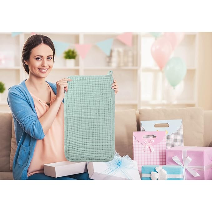 Hicarer 6 Pcs Girl Muslin Burp Cloths Cotton Burping Spit Rags Large 20 x 10 Inch 6 Layers Newborn Soft Absorbent Multicolor Wash Cloths Diapers for Baby Shower(Warm Color Series)