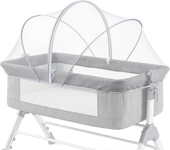 Orzbow Bassinet Cover for Cats - Breathable Mosquito Net Cover for Cradles/Travel Cribs/Mini Cribs, Baby Mosquito Net to Keep Pets Out, Baby Bassinet Accessories, Two-Way Self-Locking Zippers, White