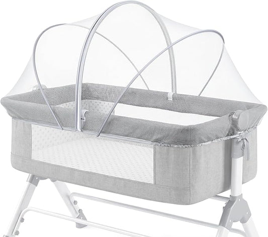 Orzbow Bassinet Cover for Cats - Breathable Mosquito Net Cover for Cradles/Travel Cribs/Mini Cribs, Baby Mosquito Net to Keep Pets Out, Baby Bassinet Accessories, Two-Way Self-Locking Zippers, White