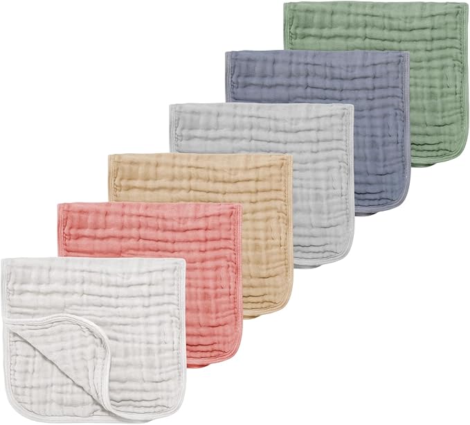 Muslin Solid Burp Cloths 100% Cotton Large 18''x10'' Extra Soft and Absorbent Multifunctional 6 Pack Baby Burping Cloth for Unisex Boys Girls (All)