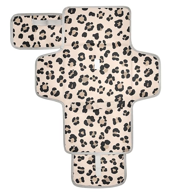 Animal Leopard Print Portable Diaper Changing Pad, Portable Changing Pad for Newborn Girl & Boy - Baby Changing Pad Lightweight Waterproof Travel Changing Kit