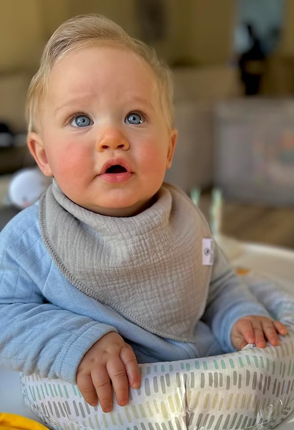 DiaperSquad's 100% Organic Cotton Baby Drool Bibs, Super Absorbent & Adjustable Baby Bibs for Drooling and Teething
