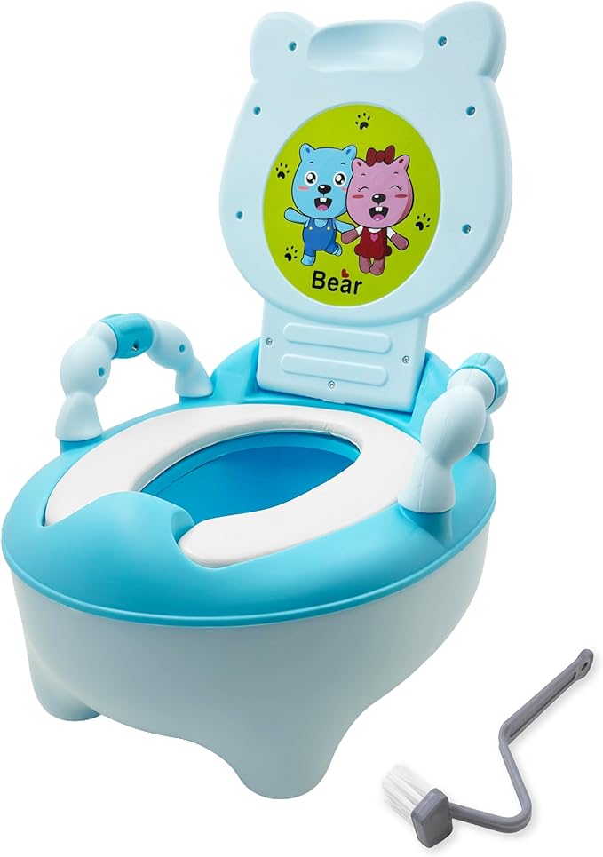 HTTMT- Bear Blue Kids Baby Potty Training Seat Toddler Portable Lovely Toilet Seat Stool Chair [P/N: ET-BABY003-BLUE]